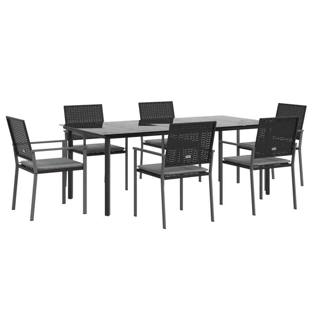 7-Delige Tuinset Met Kussens Poly Rattan En Staal 6 200 cm tafellengte Ja