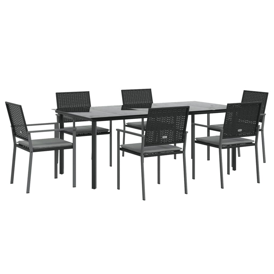 7-Delige Tuinset Met Kussens Poly Rattan En Staal 6 200 cm tafellengte Ja