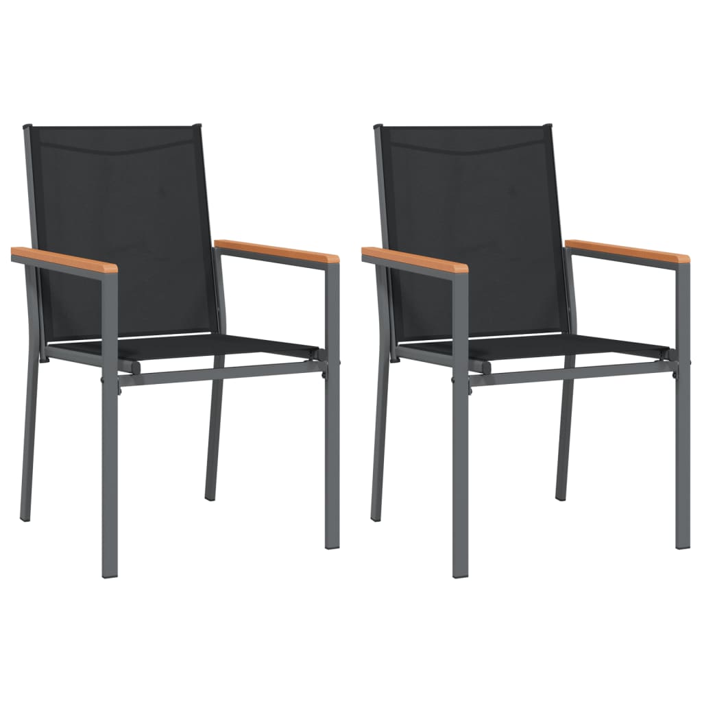 3-Delige Tuinset Textileen En Staal Zwart 80 cm tafellengte