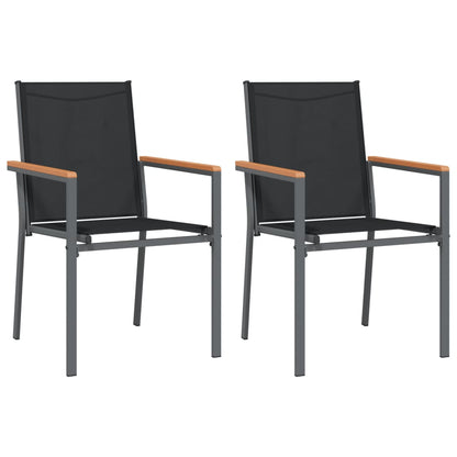 3-Delige Tuinset Textileen En Staal Zwart 80 cm tafellengte