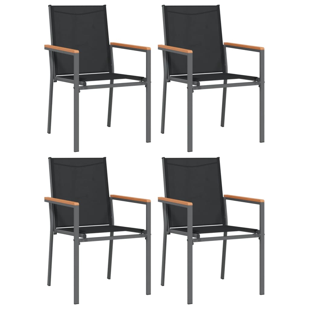 5-Delige Tuinset Textileen En Staal Zwart 80 cm tafellengte
