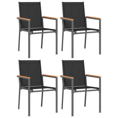 5-Delige Tuinset Textileen En Staal Zwart 80 cm tafellengte
