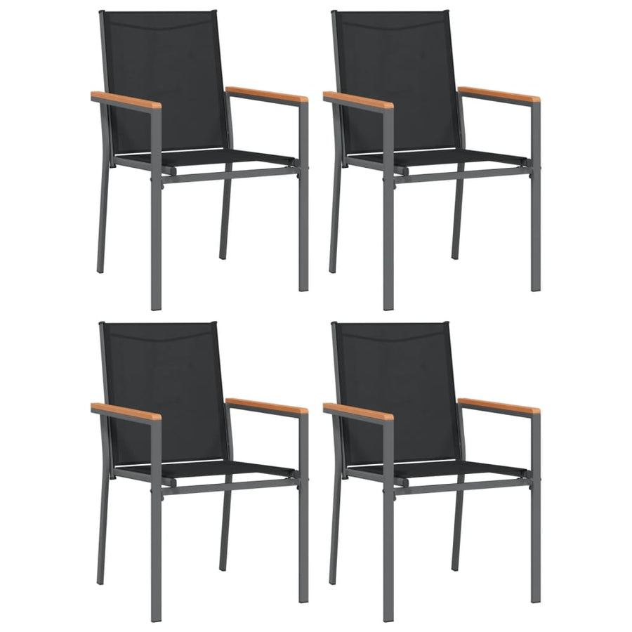 5-Delige Tuinset Textileen En Staal Zwart 80 cm tafellengte