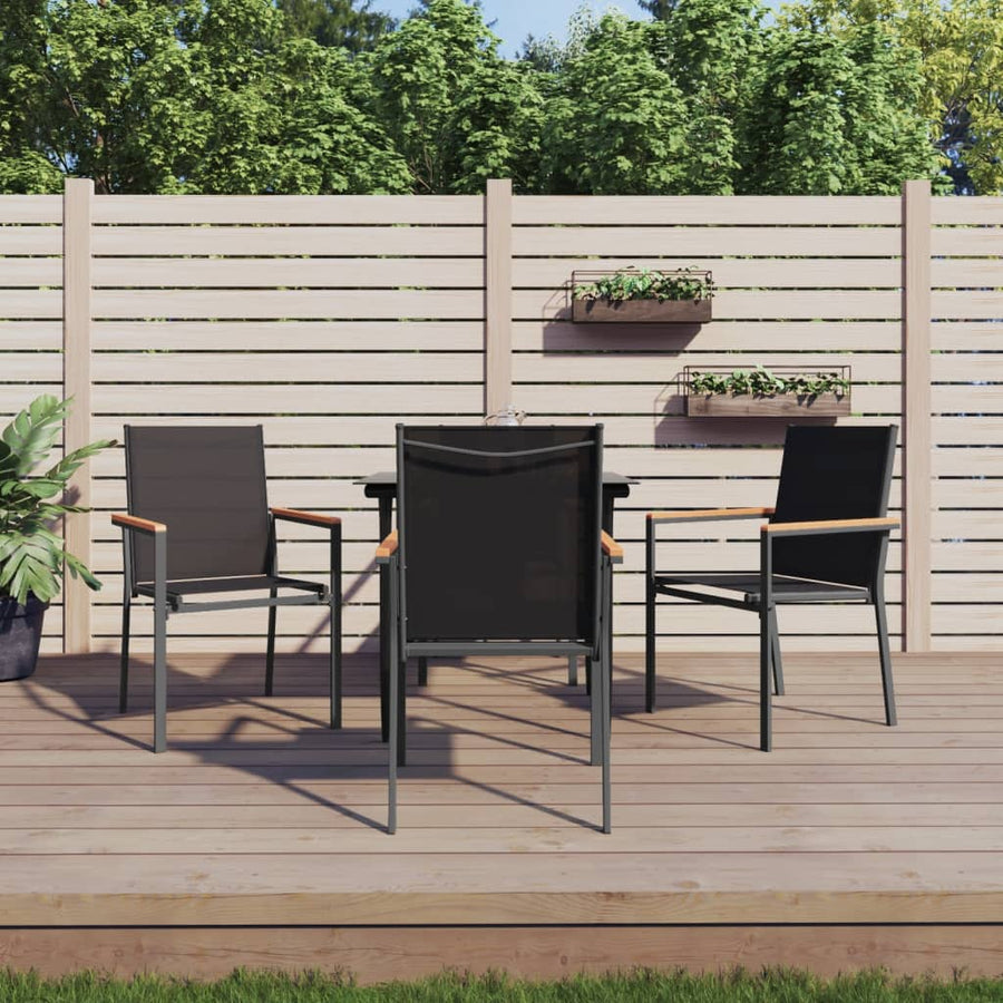 5-Delige Tuinset Textileen En Staal Zwart 80 cm tafellengte