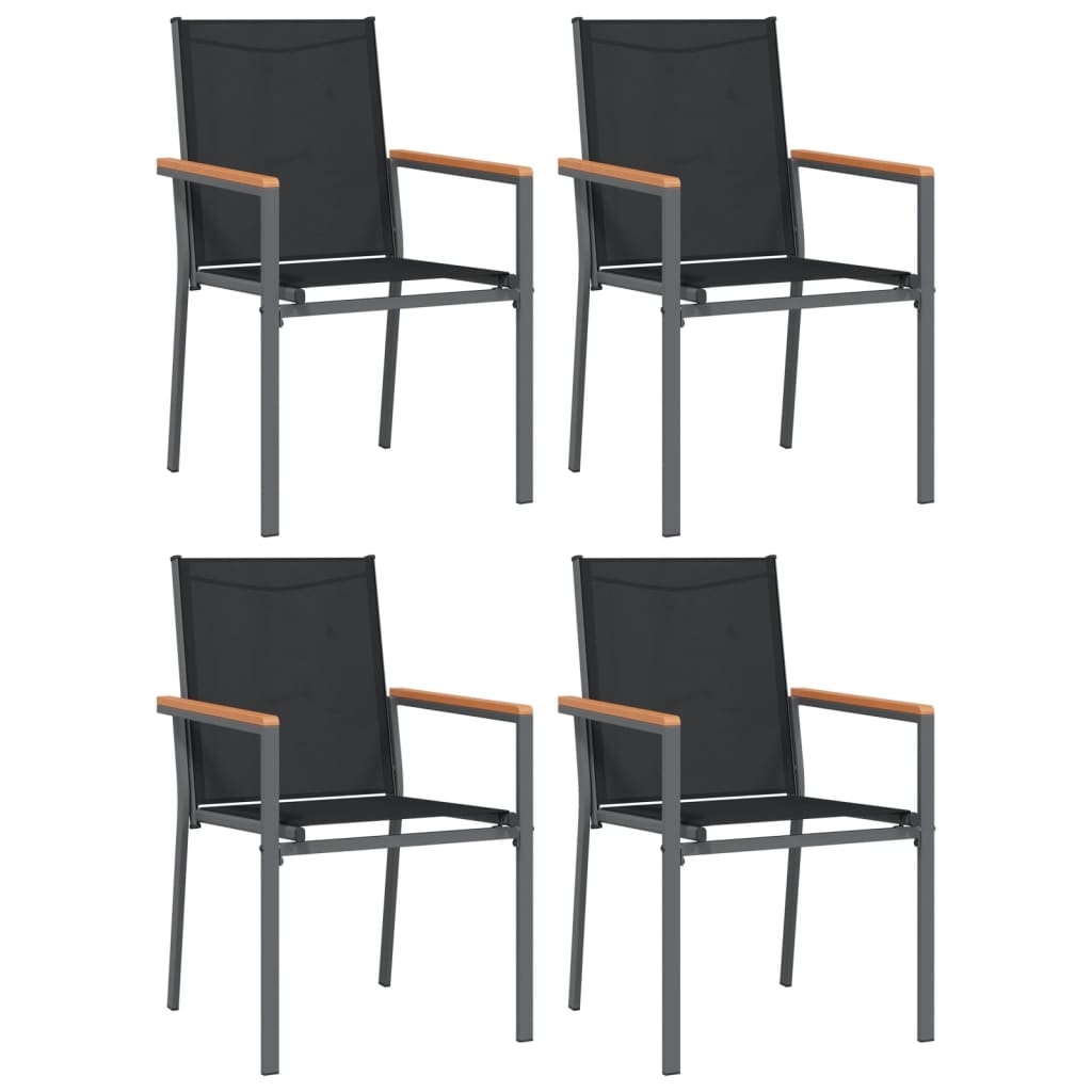 5-Delige Tuinset Textileen En Staal Zwart 140 cm tafellengte