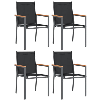 5-Delige Tuinset Textileen En Staal Zwart 140 cm tafellengte