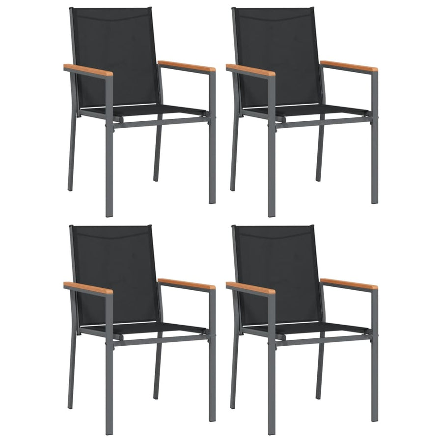 5-Delige Tuinset Textileen En Staal Zwart 140 cm tafellengte
