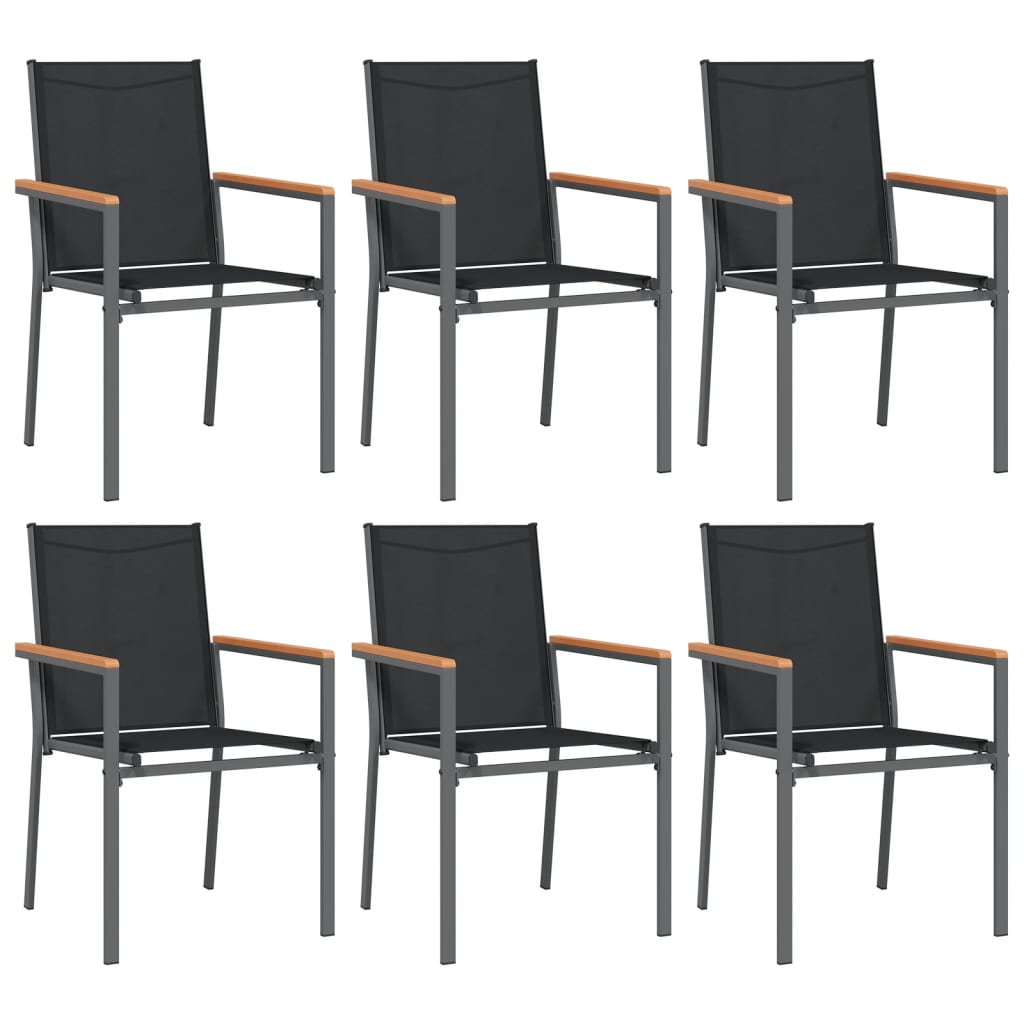 7-Delige Tuinset Textileen En Staal Zwart 140 cm tafellengte
