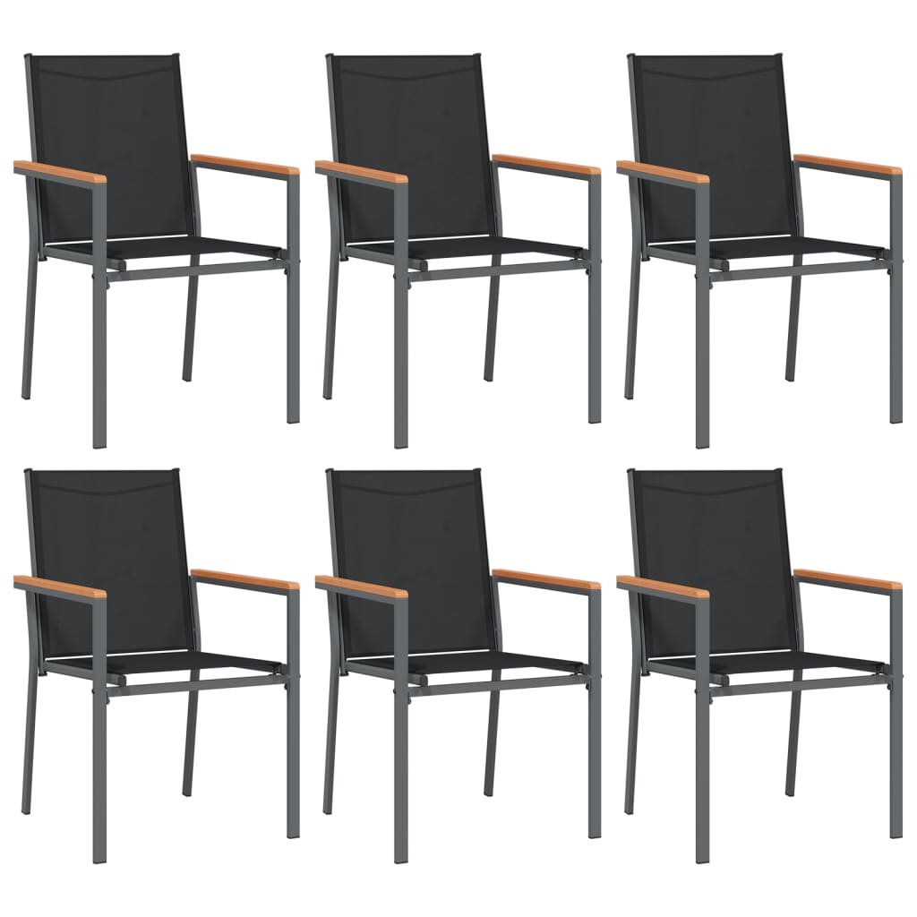 7-Delige Tuinset Textileen En Staal Zwart 160 cm tafellengte