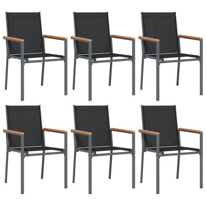 7-Delige Tuinset Textileen En Staal Zwart 160 cm tafellengte