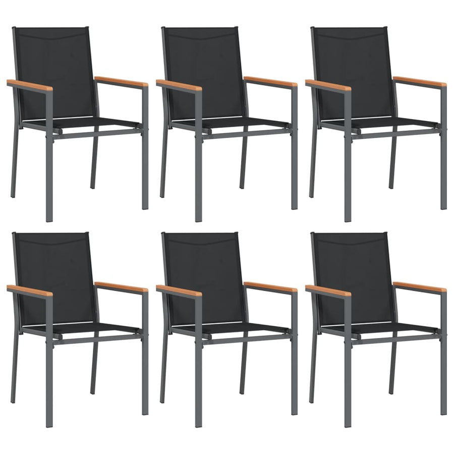 7-Delige Tuinset Textileen En Staal Zwart 160 cm tafellengte