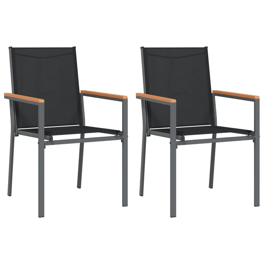 3-Delige Tuinset Textileen En Staal Zwart 80 cm tafellengte