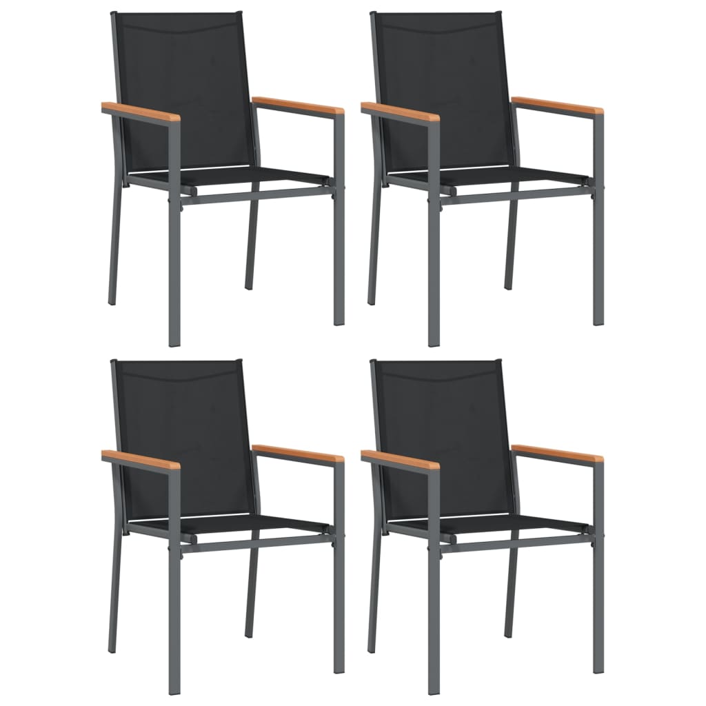 5-Delige Tuinset Textileen En Staal Zwart 80 cm tafellengte