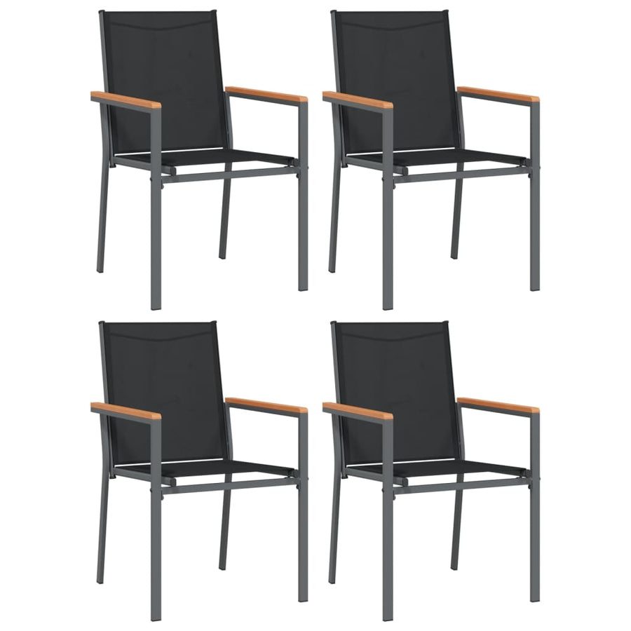5-Delige Tuinset Textileen En Staal Zwart 80 cm tafellengte