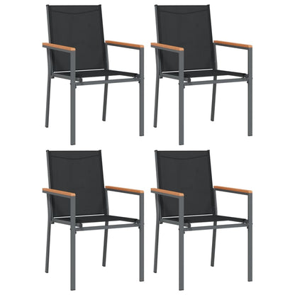 5-Delige Tuinset Textileen En Staal Zwart 160 cm tafellengte