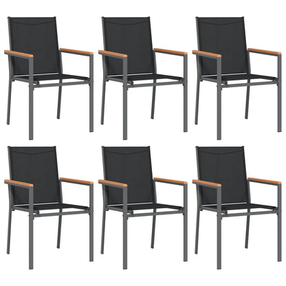 7-Delige Tuinset Textileen En Staal Zwart 160 cm tafellengte