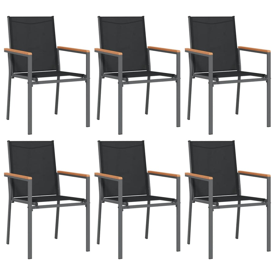 7-Delige Tuinset Textileen En Staal Zwart 160 cm tafellengte