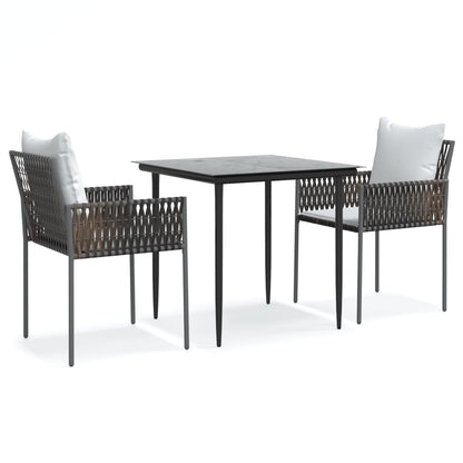 -Delige Tuinset Met Kussens Poly Rattan En Staal 3 80 cm tafellengte Bruin
