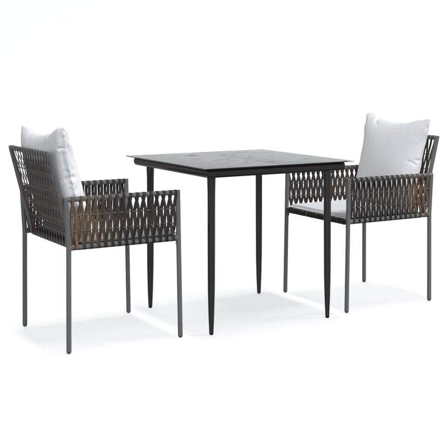 -Delige Tuinset Met Kussens Poly Rattan En Staal 3 80 cm tafellengte Bruin