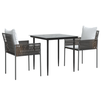 -Delige Tuinset Met Kussens Poly Rattan En Staal 3 80 cm tafellengte Bruin