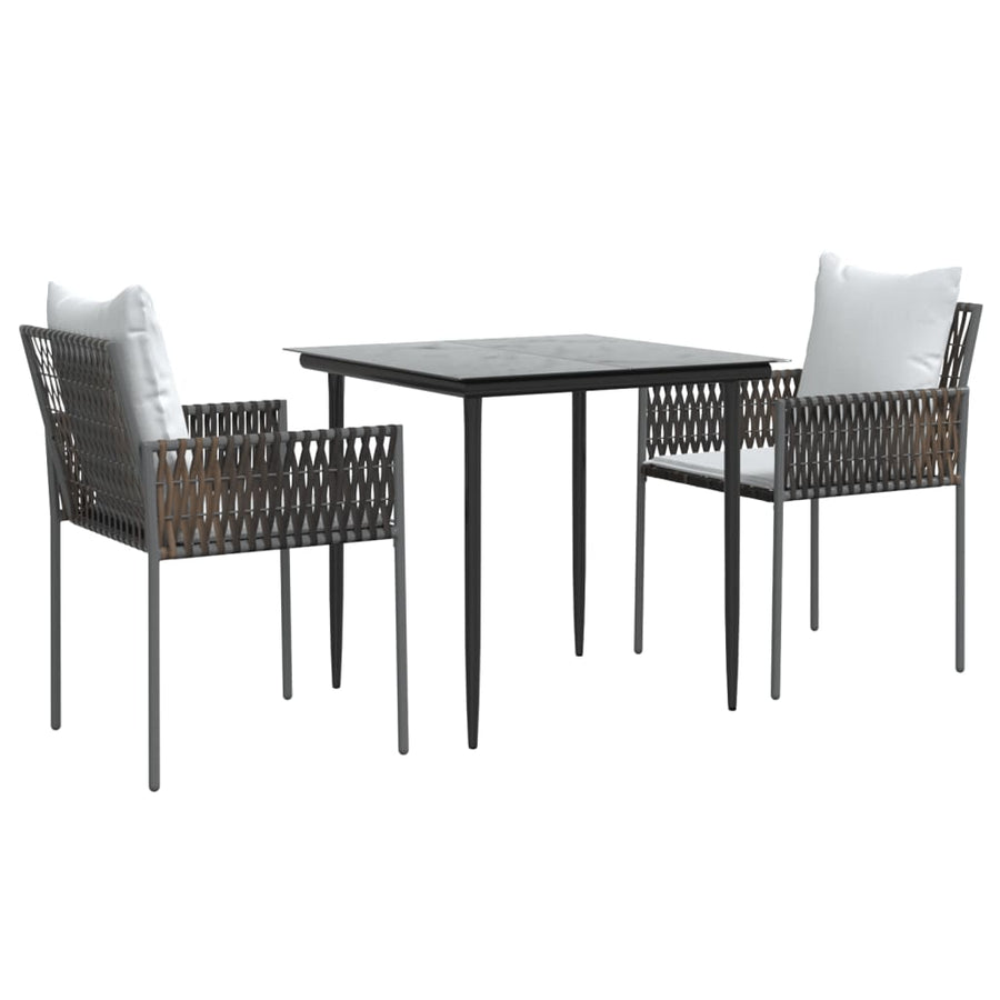 -Delige Tuinset Met Kussens Poly Rattan En Staal 3 80 cm tafellengte Bruin
