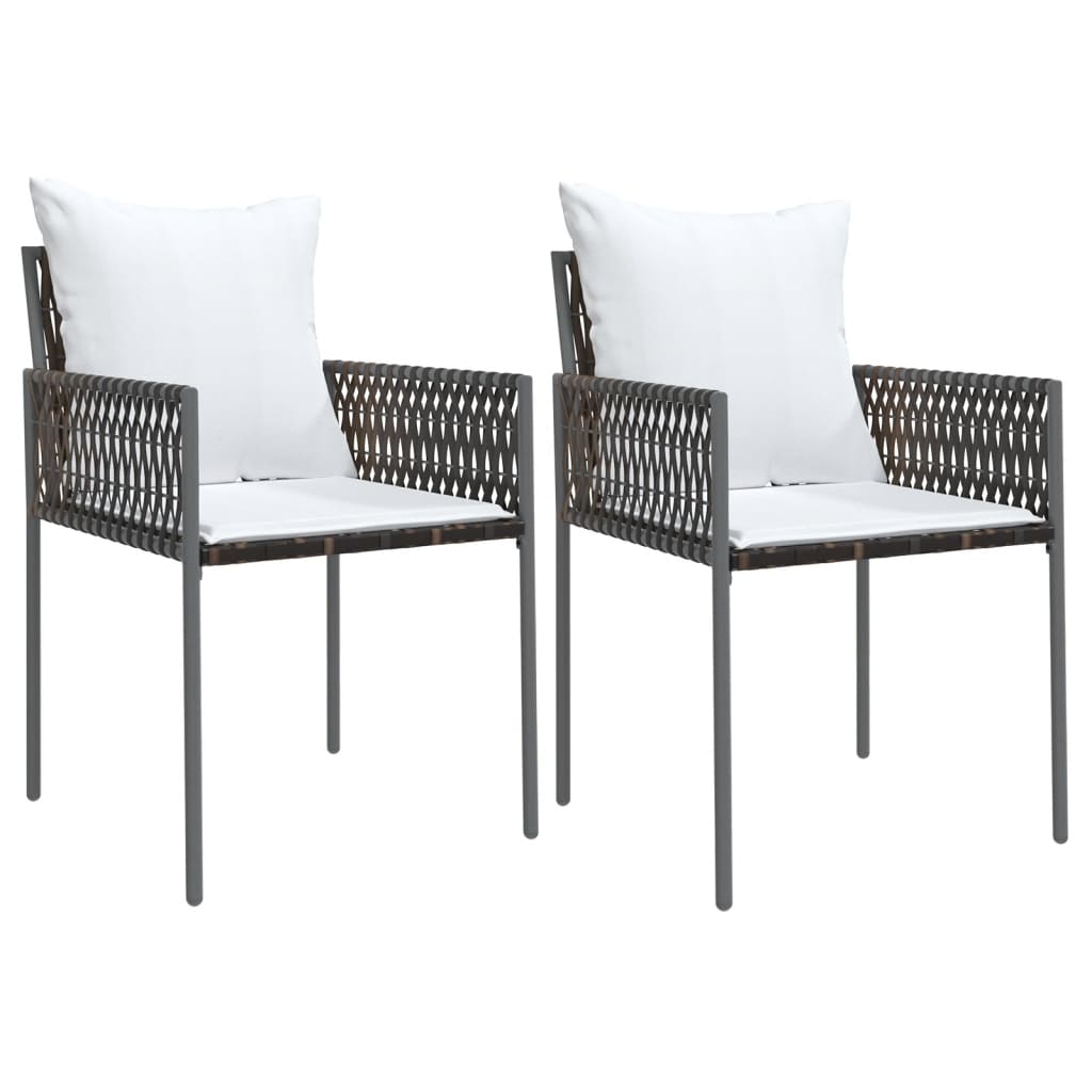 -Delige Tuinset Met Kussens Poly Rattan En Staal 3 80 cm tafellengte Bruin