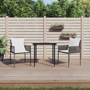 Tuinset 3-delig poly rattan staal met kussens
