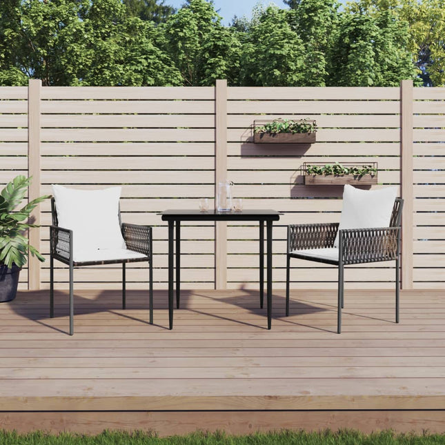 -Delige Tuinset Met Kussens Poly Rattan En Staal 3 80 cm tafellengte Bruin