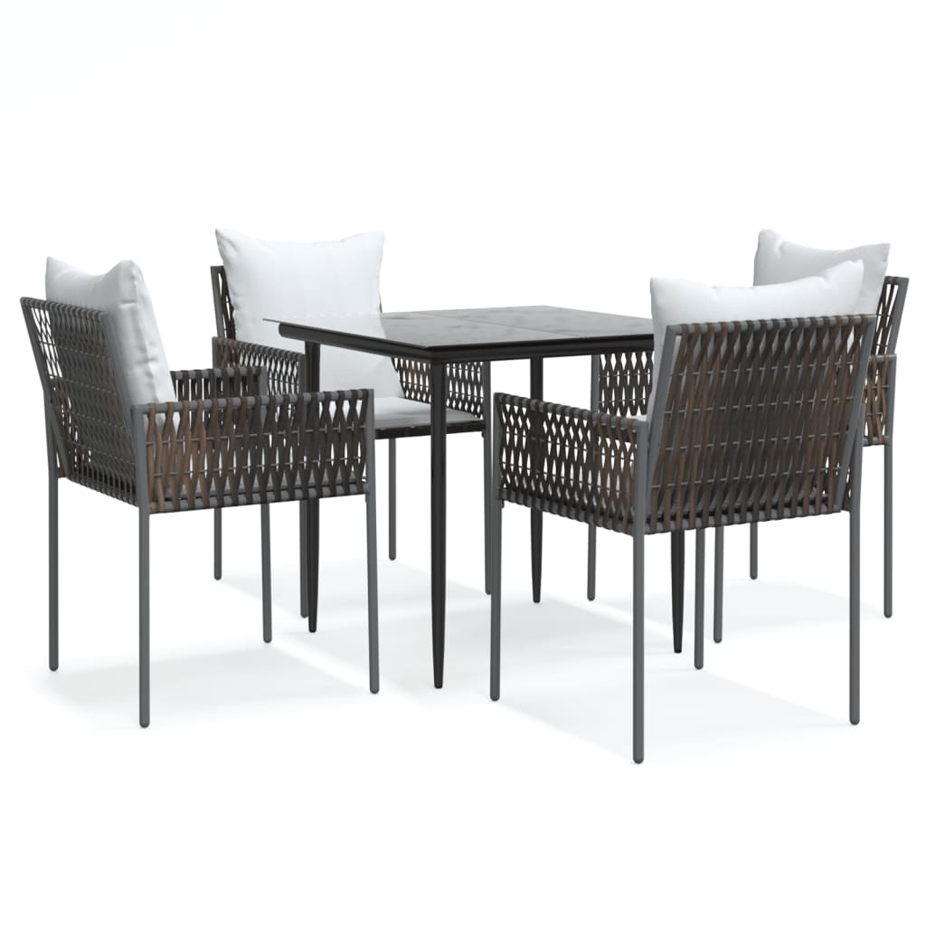 -Delige Tuinset Met Kussens Poly Rattan En Staal 5 80 cm tafellengte Bruin