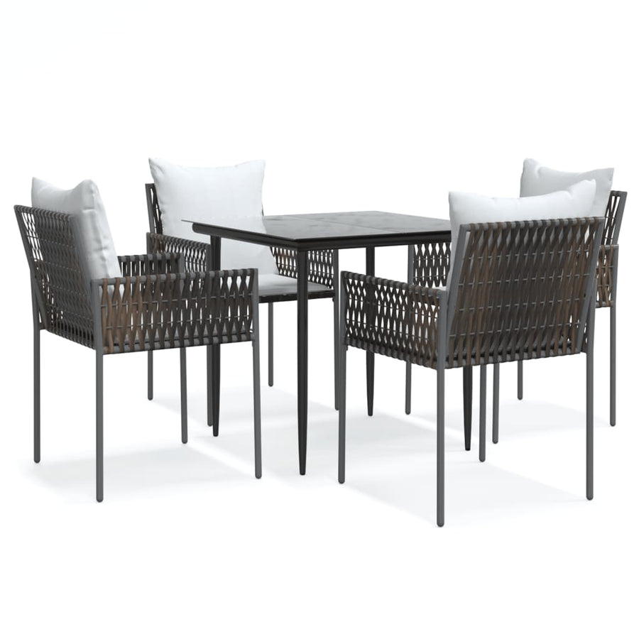 -Delige Tuinset Met Kussens Poly Rattan En Staal 5 80 cm tafellengte Bruin