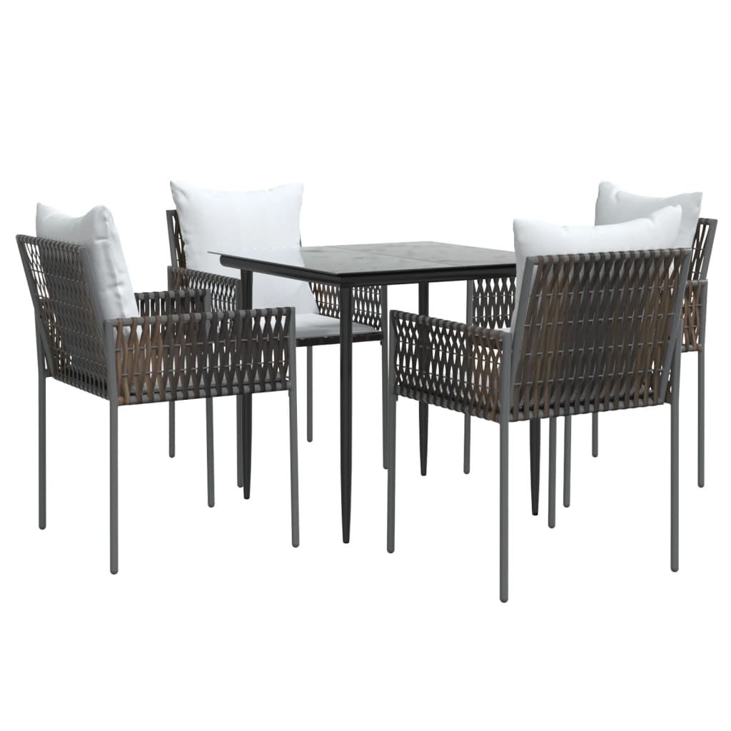 -Delige Tuinset Met Kussens Poly Rattan En Staal 5 80 cm tafellengte Bruin