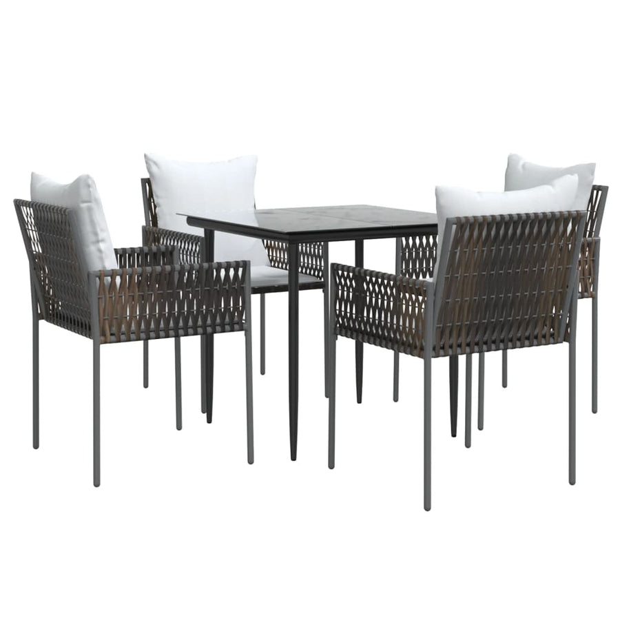 -Delige Tuinset Met Kussens Poly Rattan En Staal 5 80 cm tafellengte Bruin