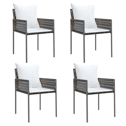 -Delige Tuinset Met Kussens Poly Rattan En Staal 5 80 cm tafellengte Bruin