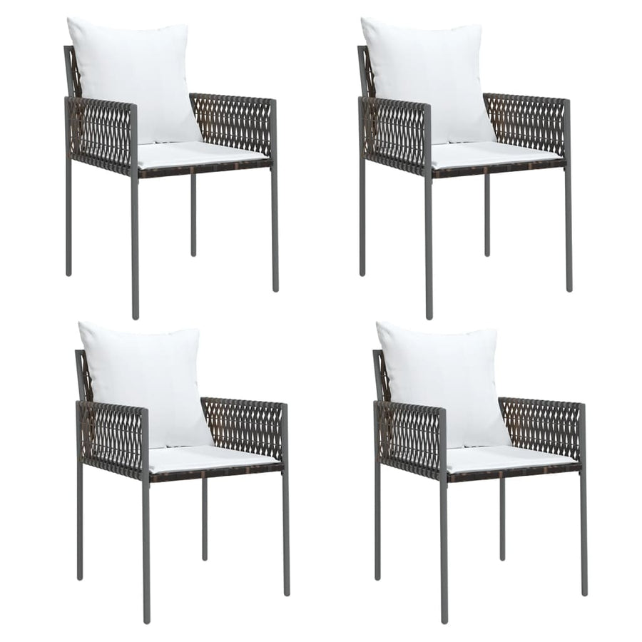 -Delige Tuinset Met Kussens Poly Rattan En Staal 5 80 cm tafellengte Bruin