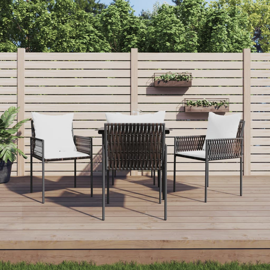 -Delige Tuinset Met Kussens Poly Rattan En Staal 5 80 cm tafellengte Bruin