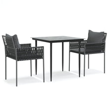 -Delige Tuinset Met Kussens Poly Rattan En Staal 3 80 cm tafellengte Zwart
