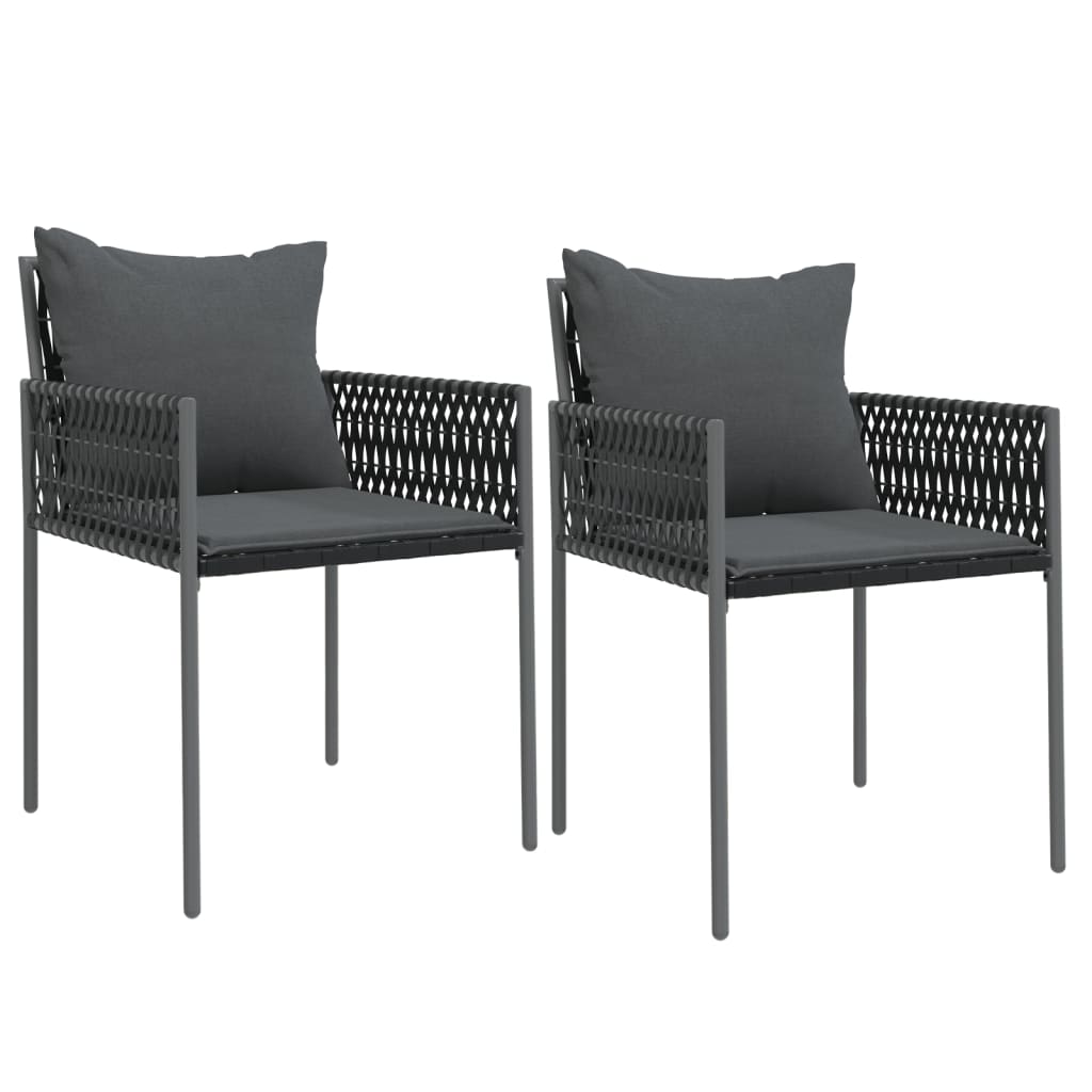 -Delige Tuinset Met Kussens Poly Rattan En Staal 3 80 cm tafellengte Zwart