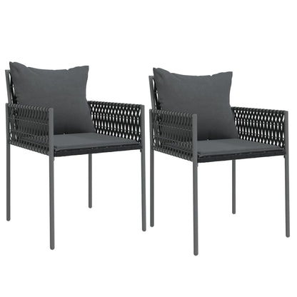 -Delige Tuinset Met Kussens Poly Rattan En Staal 3 80 cm tafellengte Zwart