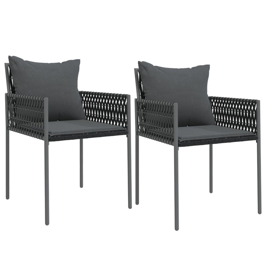 -Delige Tuinset Met Kussens Poly Rattan En Staal 3 80 cm tafellengte Zwart