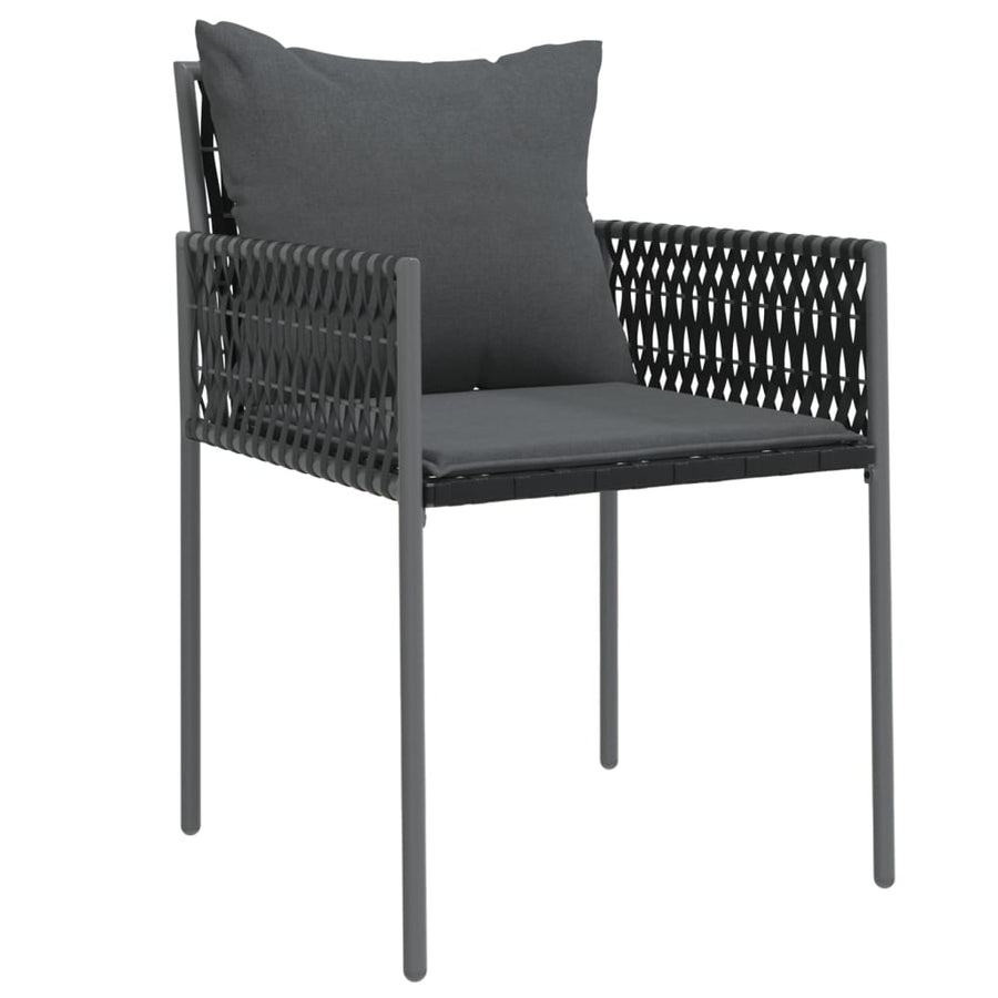 -Delige Tuinset Met Kussens Poly Rattan En Staal 3 80 cm tafellengte Zwart