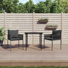 -Delige Tuinset Met Kussens Poly Rattan En Staal 3 80 cm tafellengte Zwart