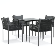 -Delige Tuinset Met Kussens Poly Rattan En Staal 5 80 cm tafellengte Zwart