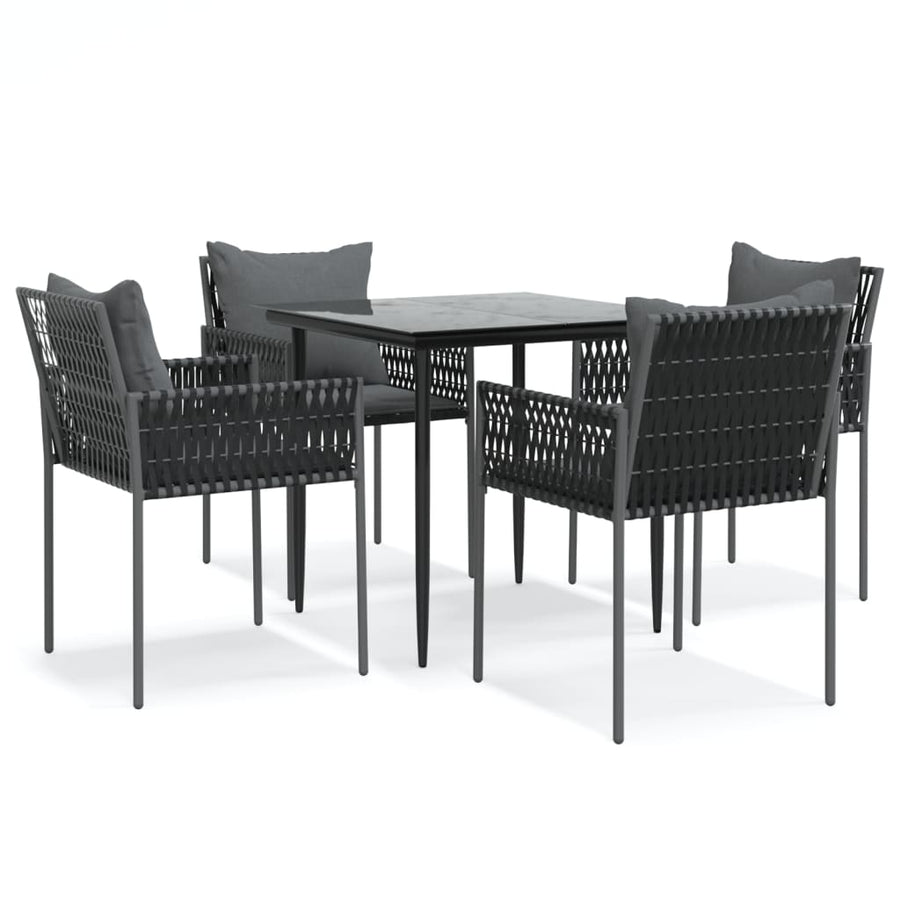 -Delige Tuinset Met Kussens Poly Rattan En Staal 5 80 cm tafellengte Zwart
