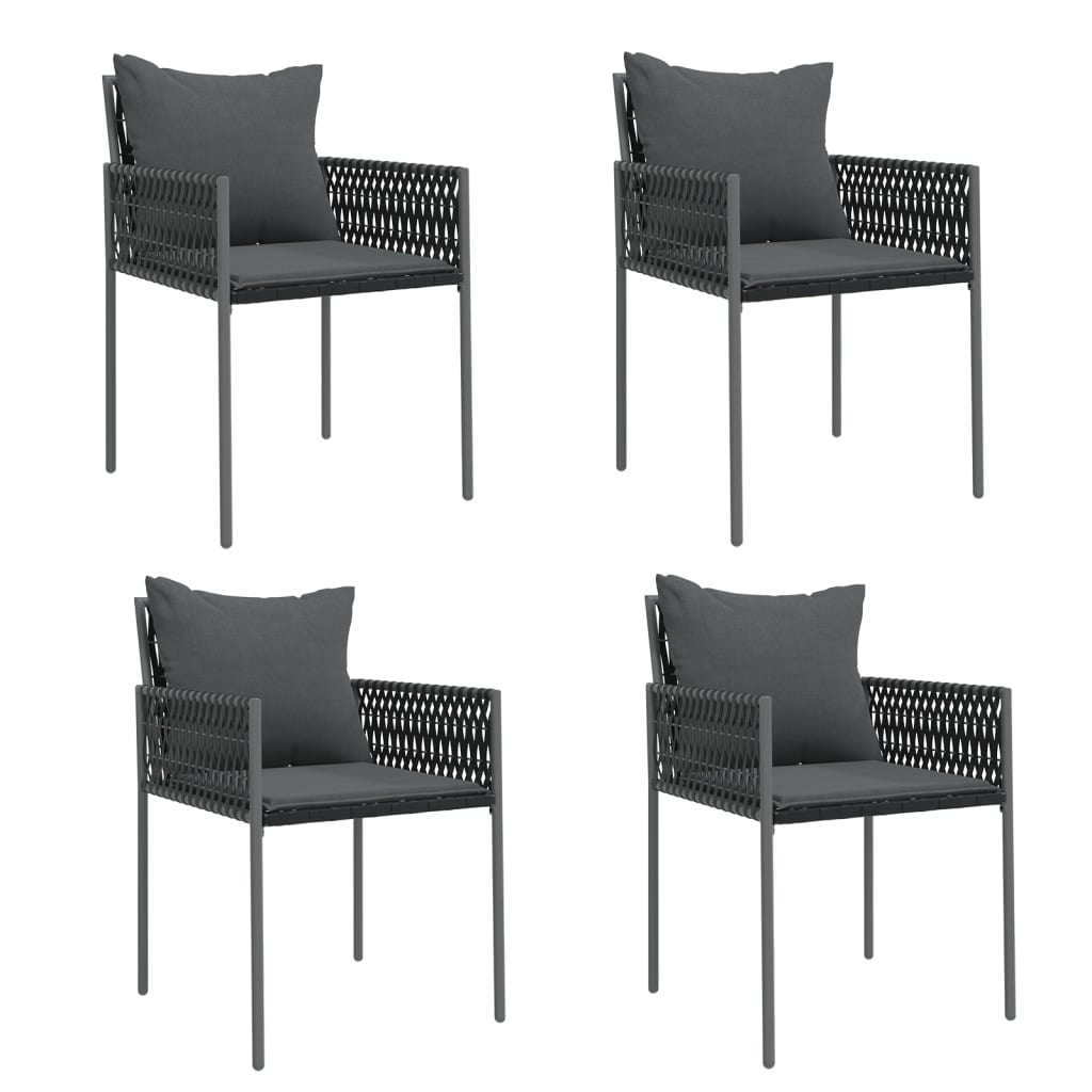 -Delige Tuinset Met Kussens Poly Rattan En Staal 5 80 cm tafellengte Zwart