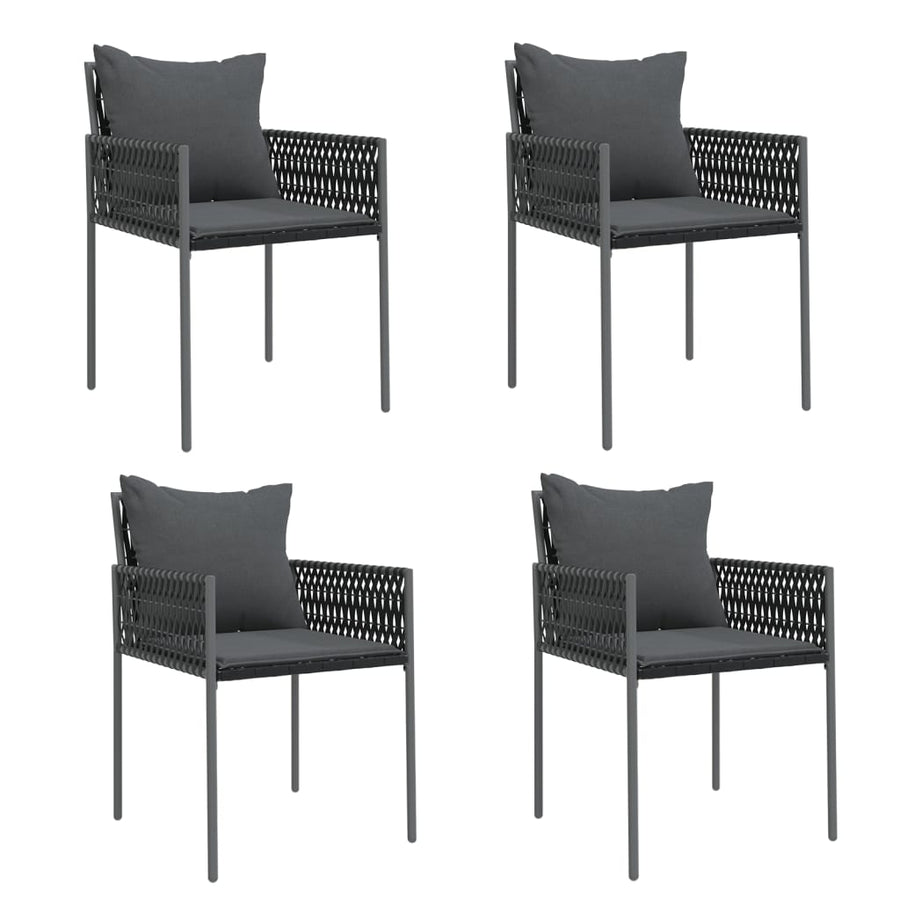 -Delige Tuinset Met Kussens Poly Rattan En Staal 5 80 cm tafellengte Zwart