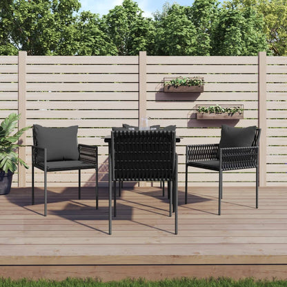 -Delige Tuinset Met Kussens Poly Rattan En Staal 5 80 cm tafellengte Zwart