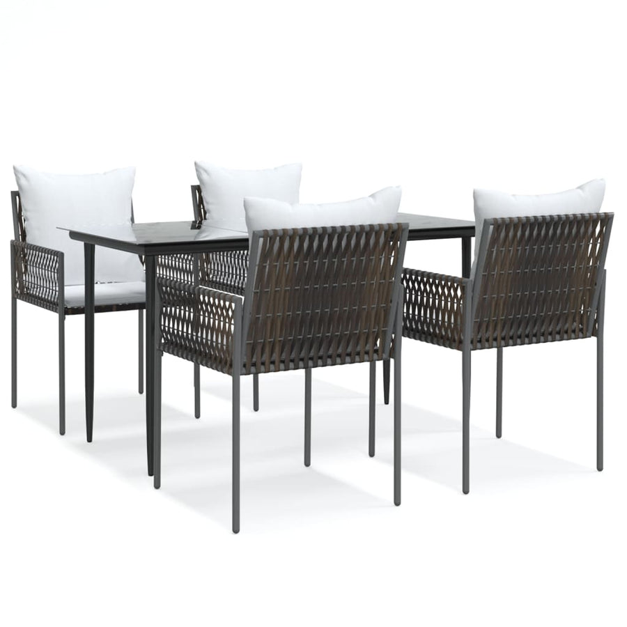 -Delige Tuinset Met Kussens Poly Rattan En Staal 5 140 cm tafellengte Bruin
