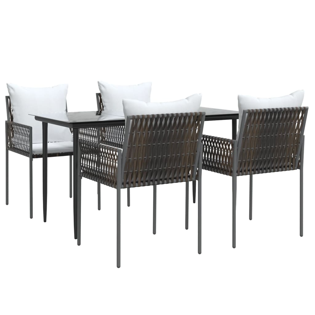 -Delige Tuinset Met Kussens Poly Rattan En Staal 5 140 cm tafellengte Bruin