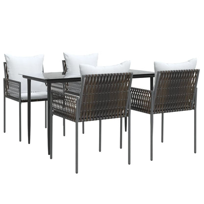 -Delige Tuinset Met Kussens Poly Rattan En Staal 5 140 cm tafellengte Bruin