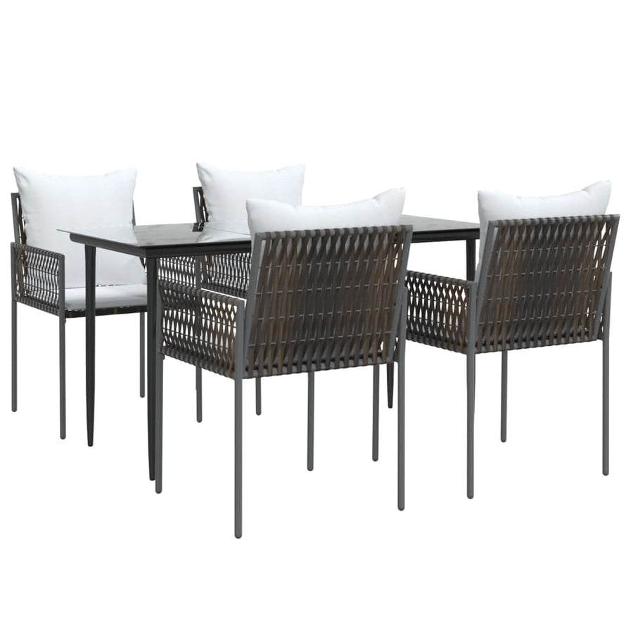 -Delige Tuinset Met Kussens Poly Rattan En Staal 5 140 cm tafellengte Bruin